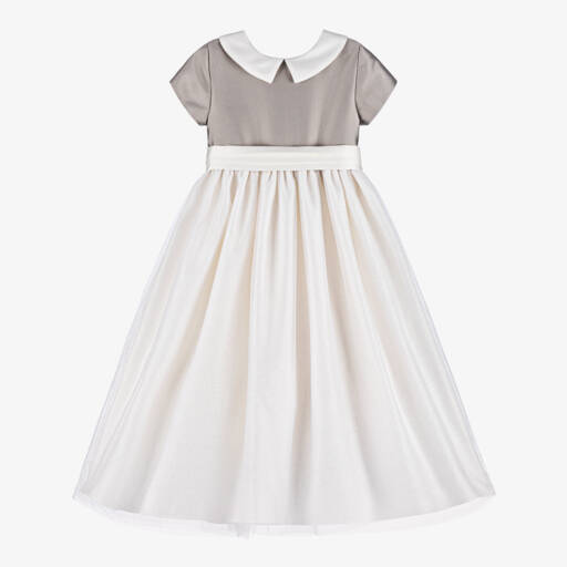 Beatrice & George-Girls Satin Bronze & Ivory Gown | Childrensalon Outlet