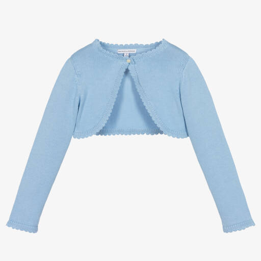 Beatrice & George-Girls Soft Blue Knit Bolero | Childrensalon Outlet