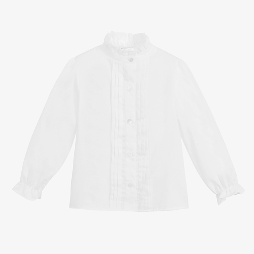 Beatrice & George-Girls White Cotton Blouse | Childrensalon Outlet