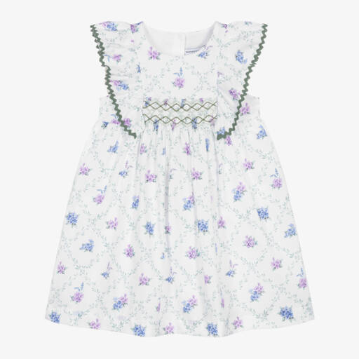 Beatrice & George-Белое хлопковое платье с цветочным узором для девочек | Childrensalon Outlet