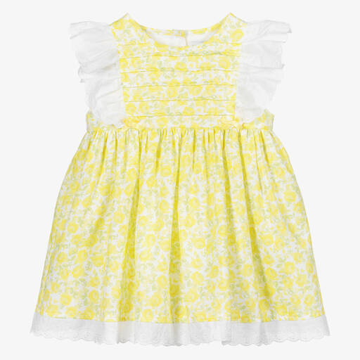 Beatrice & George-Girls Yellow Cotton Floral Dress  | Childrensalon Outlet
