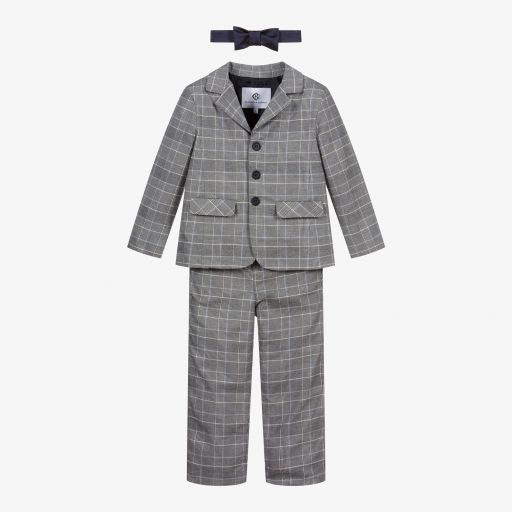 Beatrice & George-Grey 3 Piece Check Suit | Childrensalon Outlet