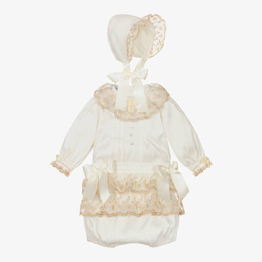 Beatrice & George-Ivory Satin & Lace Ceremony Outfit | Childrensalon Outlet