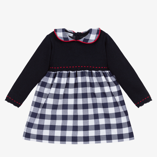 Beatrice & George-طقم فستان وسروال أطفال بناتي قطن لون كحلي وأبيض | Childrensalon Outlet