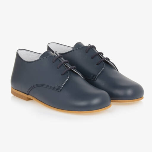 Beatrice & George-Navy Lace-Up Leather Brogues for Boys | Childrensalon Outlet