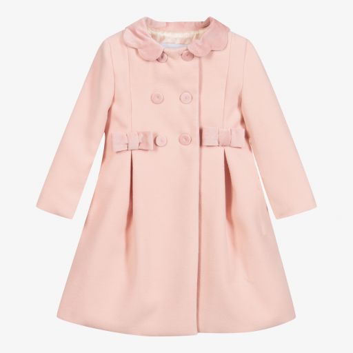 Beatrice & George-Pink Coat with Velvet Bows | Childrensalon Outlet