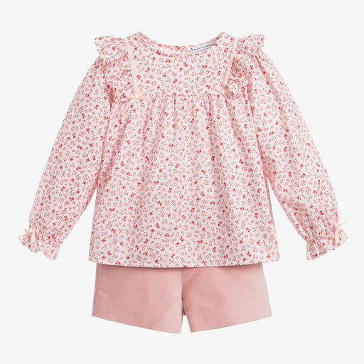 Beatrice & George-Pink Floral Top & Shorts Set | Childrensalon Outlet