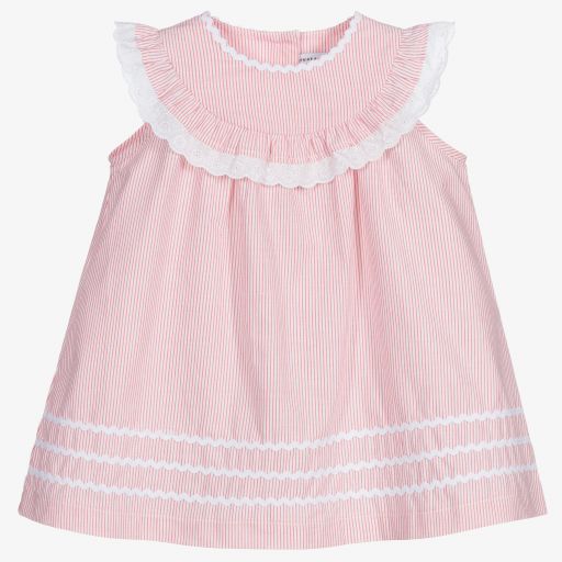 Beatrice & George-Gestreiftes Kleid-Set in Rosa und Weiß | Childrensalon Outlet