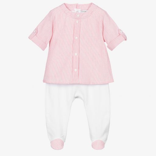 Beatrice & George-Red & White Shirt Babygrow | Childrensalon Outlet