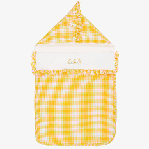 Beatrice & George-Yellow Cotton Seersucker Baby Nest (80cm) | Childrensalon Outlet