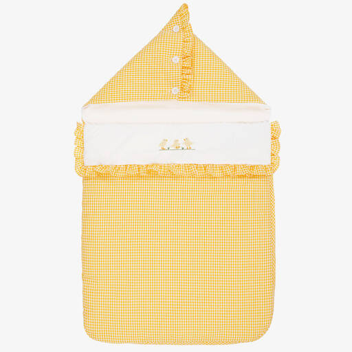 Beatrice & George-Nid d'ange jaune en coton seersucker 80 cm | Childrensalon Outlet