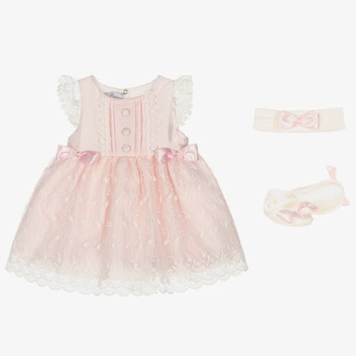 Beau KiD-Baby Girls Pink & Ivory Tulle Lace Dress Set | Childrensalon Outlet