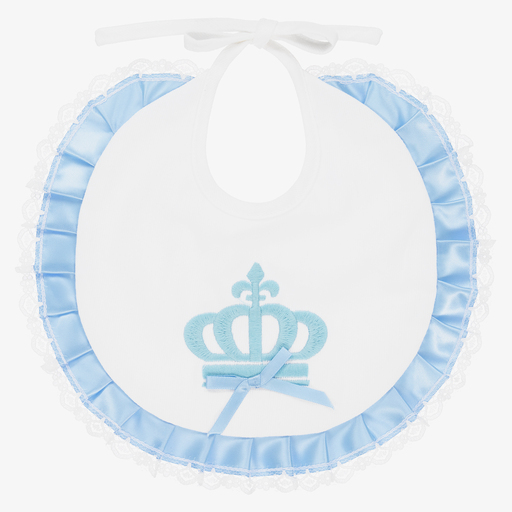 Beau KiD-Baby White & Blue Crown Bib | Childrensalon Outlet