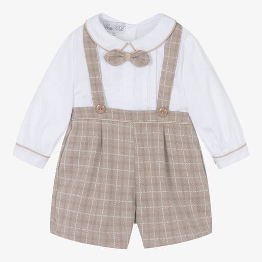 Beau KiD-Beiges Top & Karo-Shorts Set | Childrensalon Outlet