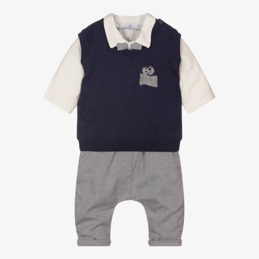 Beau KiD-طقم بنطلون محبوك أزرق للأولاد | Childrensalon Outlet