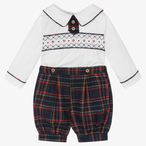 Beau KiD-Boys Navy Check Shorts Set | Childrensalon Outlet