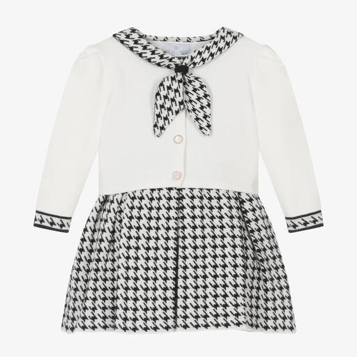 Beau KiD-Girls Black & Ivory Knitted Dress & Cardigan Set | Childrensalon Outlet