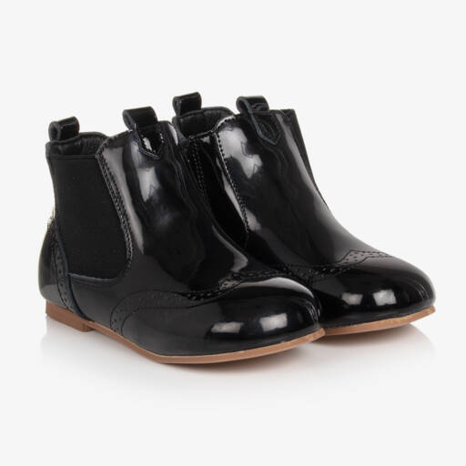 Beau KiD-Girls Black Patent Leather Chelsea Boots | Childrensalon Outlet