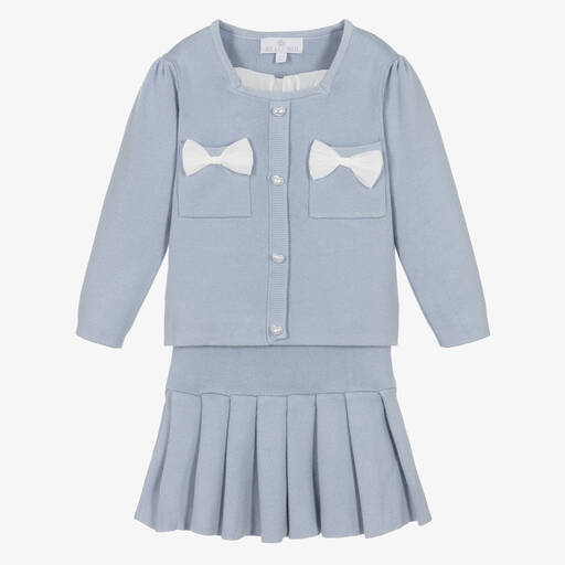 Beau KiD-Ensemble jupe bleu en maille fille | Childrensalon Outlet