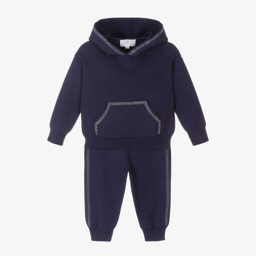Beau KiD-Girls Blue Knitted Tracksuit  | Childrensalon Outlet