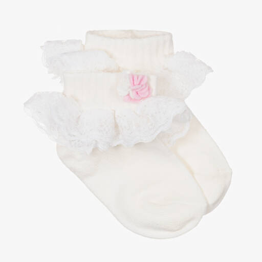 Beau KiD-Girls Cotton Ivory Lace Socks | Childrensalon Outlet