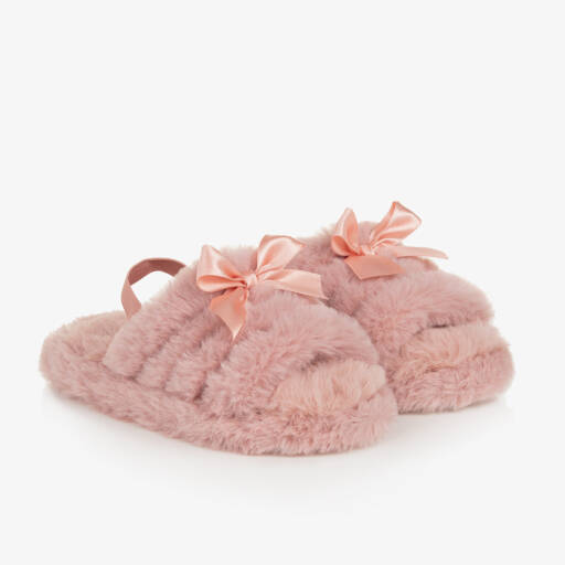 Beau KiD-Теплые розовые меховые тапочки для девочек | Childrensalon Outlet