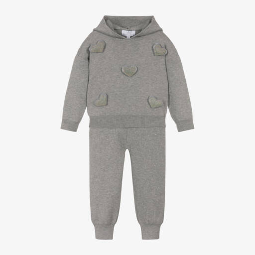 Beau KiD-Girls Grey Hooded Knit Set | Childrensalon Outlet