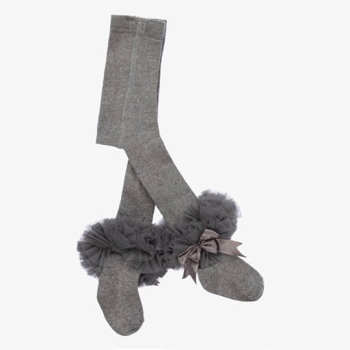 Beau KiD-Girls Grey Tights with Bows | Childrensalon Outlet