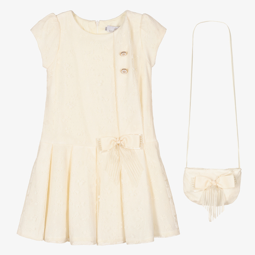 Beau KiD-طقم فستان وحقيبة تول لون عاجي | Childrensalon Outlet