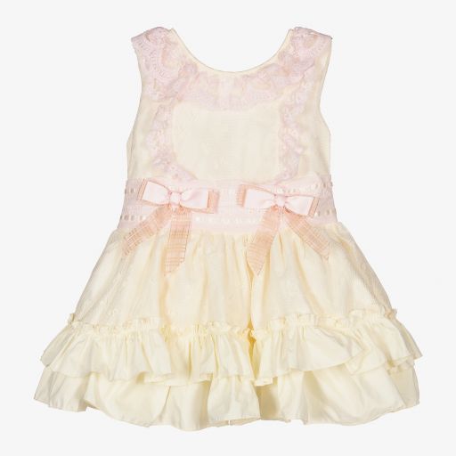 Beau KiD-Girls Ivory & Pink Lace Dress  | Childrensalon Outlet