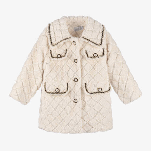 Beau KiD-Girls Ivory Plush Fur Jacket | Childrensalon Outlet