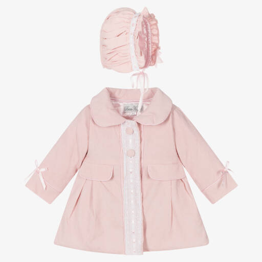 Beau KiD-طقم معطف وبونيه قطن كوردروي لون زهري | Childrensalon Outlet