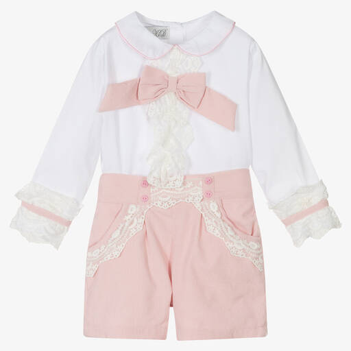 Beau KiD-Girls Pink Corduroy Shorts Set | Childrensalon Outlet