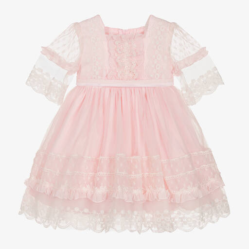 Beau KiD-Girls Pink Embroidered Tulle Dress | Childrensalon Outlet