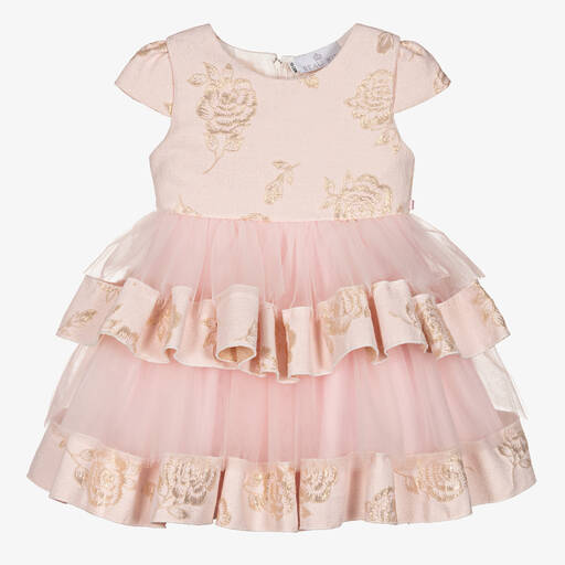 Beau KiD-Girls Pink & Gold Flowers Tulle Dress | Childrensalon Outlet