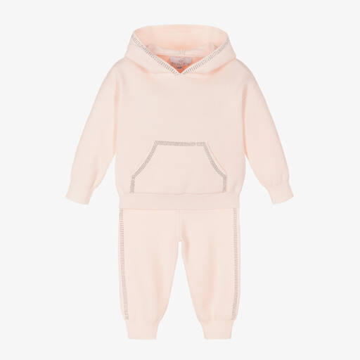 Beau KiD-Girls Pink Knitted Tracksuit  | Childrensalon Outlet