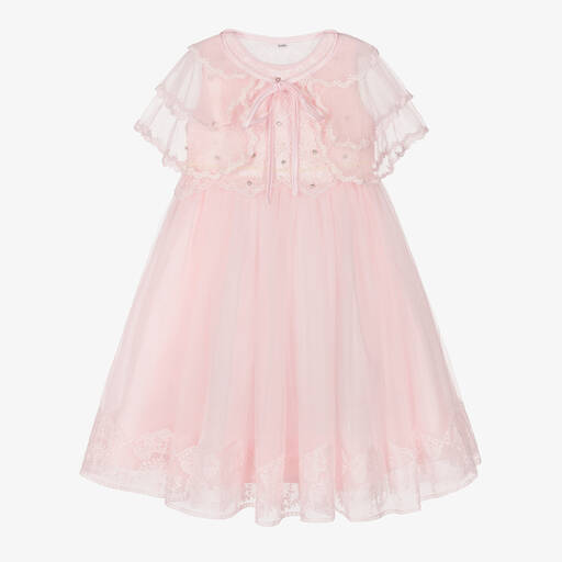 Beau KiD-Girls Pink Tulle & Lace Dress | Childrensalon Outlet