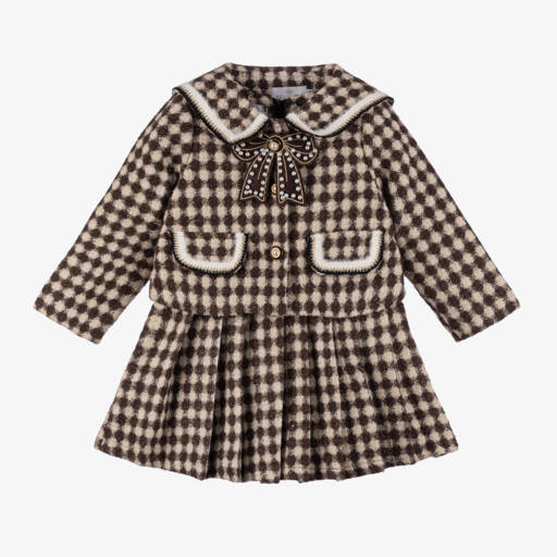 Beau KiD-طقم فستان كاروهات لون بني | Childrensalon Outlet