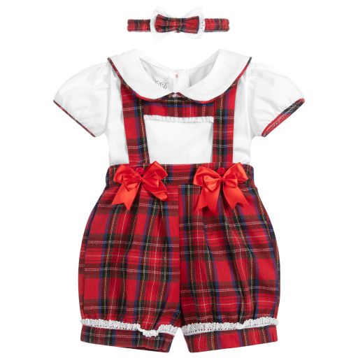 Beau KiD-Girls Red Cotton Shorts Set | Childrensalon Outlet
