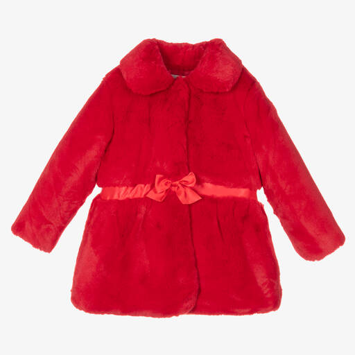 Beau KiD-معطف فرو صناعي لون أحمر للبنات | Childrensalon Outlet