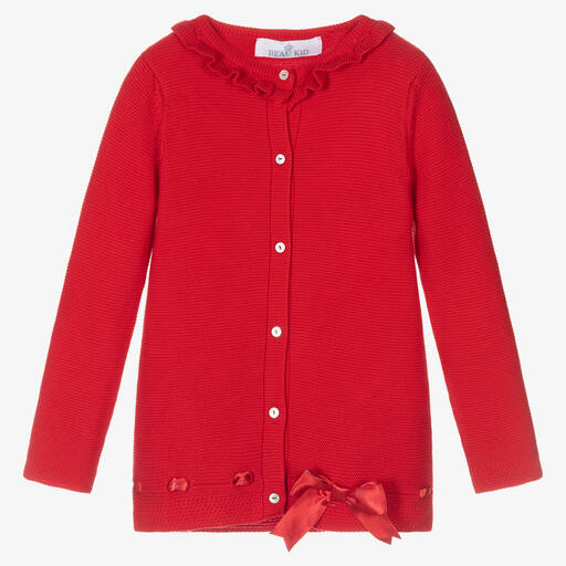 Beau KiD-Girls Red Knitted Cardigan | Childrensalon Outlet