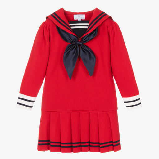 Beau KiD-Girls Red Knitted Sailor Skirt Set | Childrensalon Outlet
