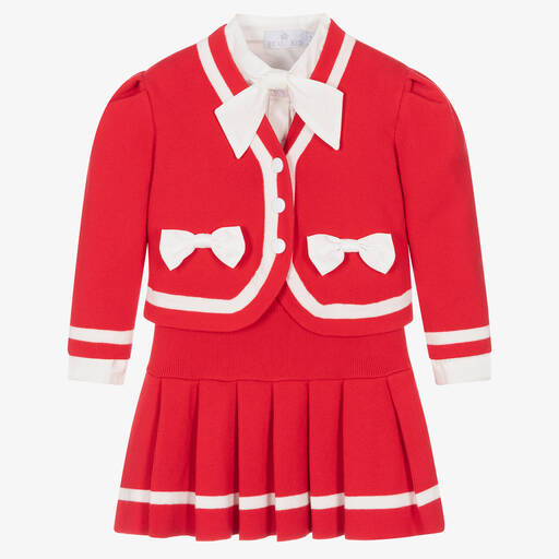 Beau KiD-Girls Red Knitted Skirt Set | Childrensalon Outlet