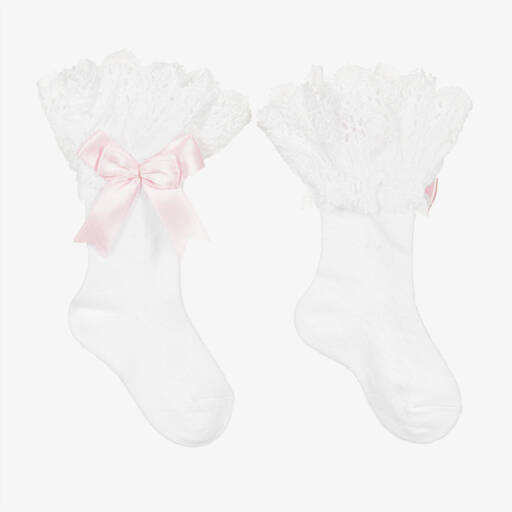 Beau KiD-Белые кружевные носки с бантом для девочек | Childrensalon Outlet