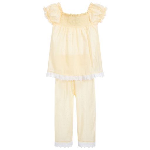 Beau KiD-Girls Yellow Cotton Pyjamas | Childrensalon Outlet