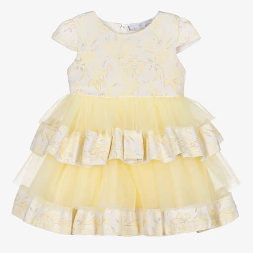 Beau KiD-Girls Yellow & Gold Flowers Tulle Dress | Childrensalon Outlet