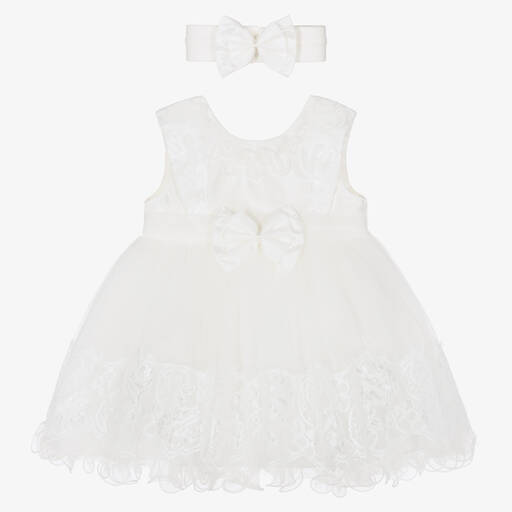 Beau KiD-Ivory Tulle & Satin Dress Set | Childrensalon Outlet