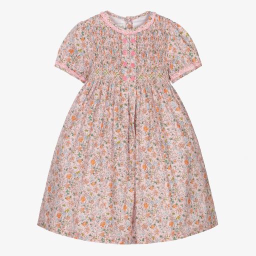 Beau KiD-Robe rose à smocks et à fleurs | Childrensalon Outlet