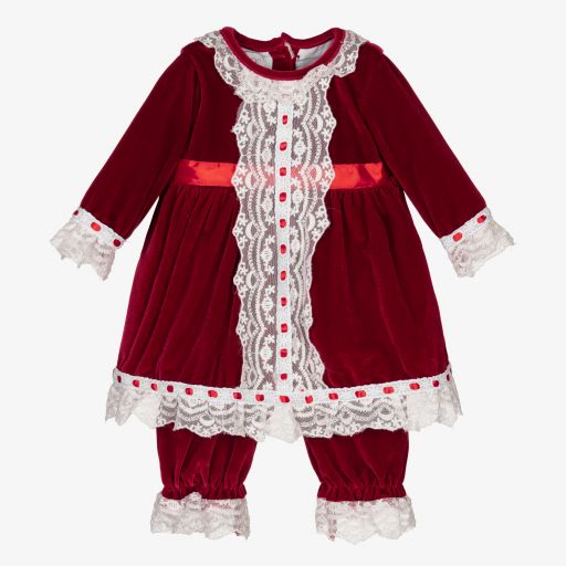 Beau KiD-Red Velvet Baby Dress Set | Childrensalon Outlet