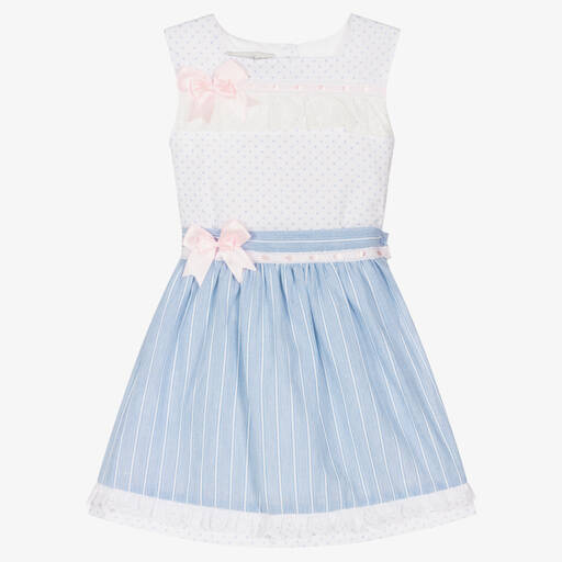 Beau KiD-White & Blue Cotton Skirt Set | Childrensalon Outlet